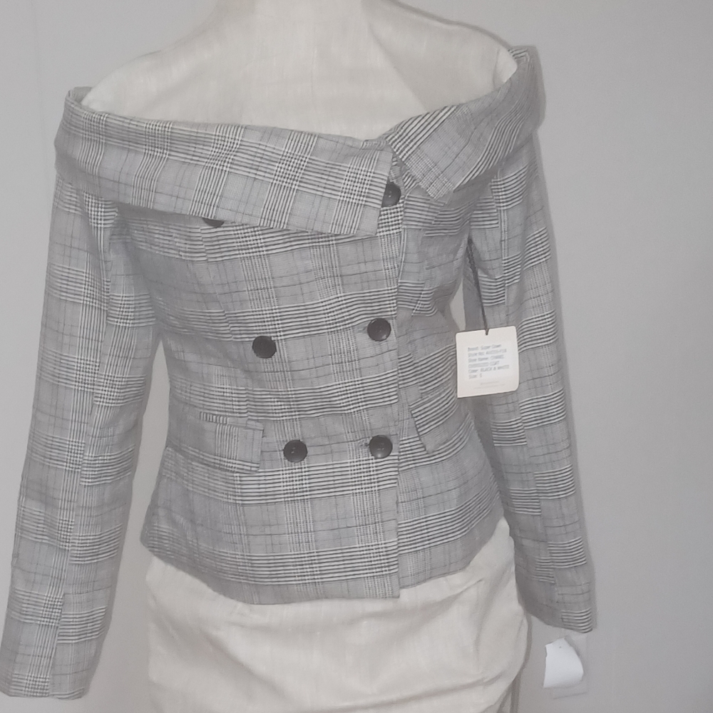 Super Down Plaid Button Down Blazer Size S
